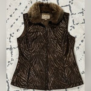 Powder River Outfitters Panhandle Slim Zebra Print Vest w/ Faux Fur Collar